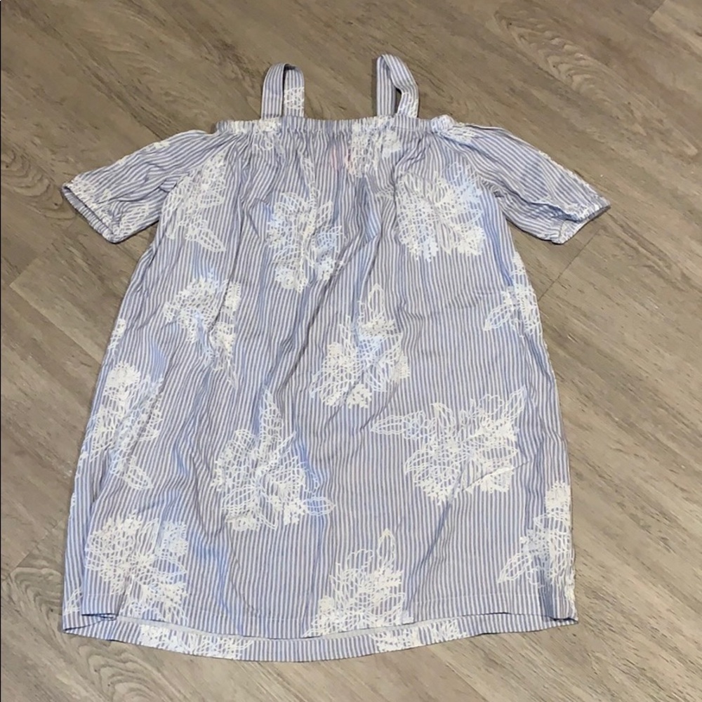 girls light blue/white off the shoulder dress